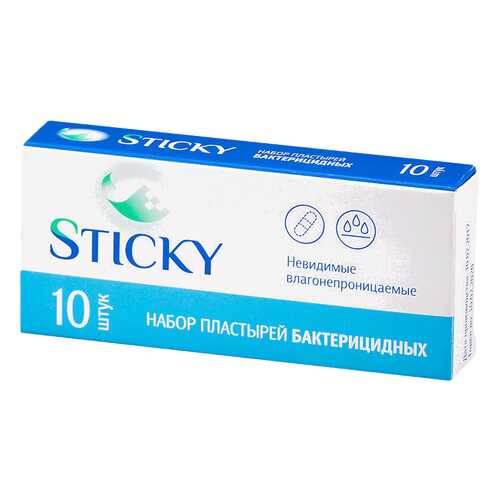 Пластырь бактерицидный Sticky невидимый 2,5 х 5,6 см 10 шт. в Аптека Миницен